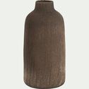 Vase bouteille en faïence H17,5cm - brun terre d'ombre-VALENSOL
