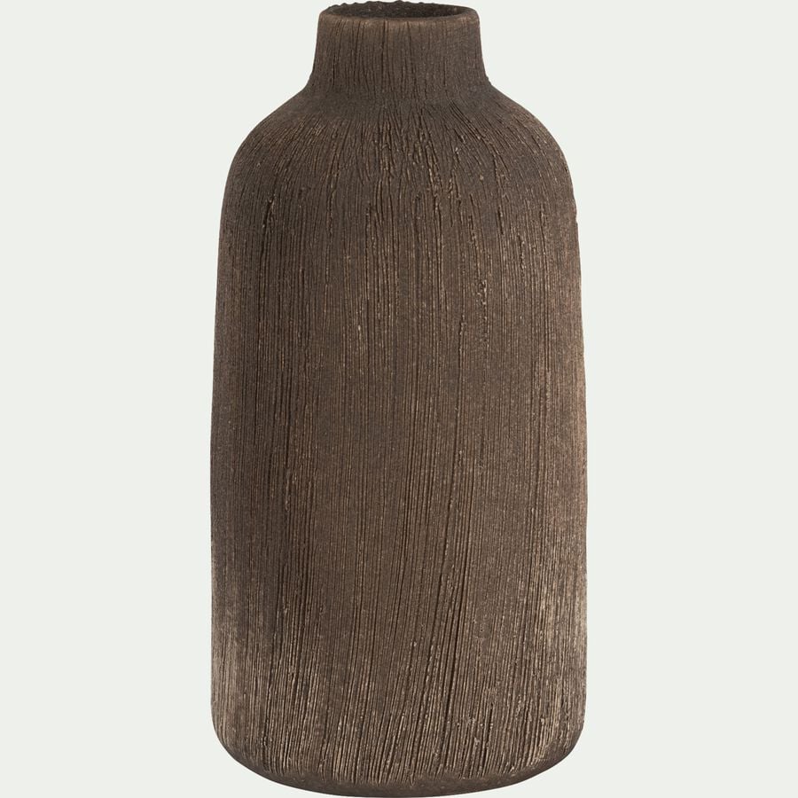 Vase en faïence D9xH17,5cm - brun terre d'ombre-VALENSOL
