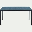 Table de repas jardin rectangulaire en zellige et acier galvanisé - bleu (6 places)-JABHA