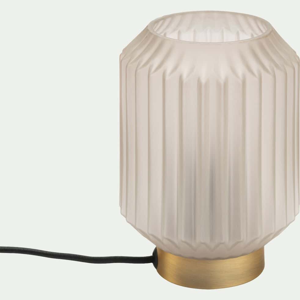 Lampe de table en verre et acier H17cm - blanc-SUENO