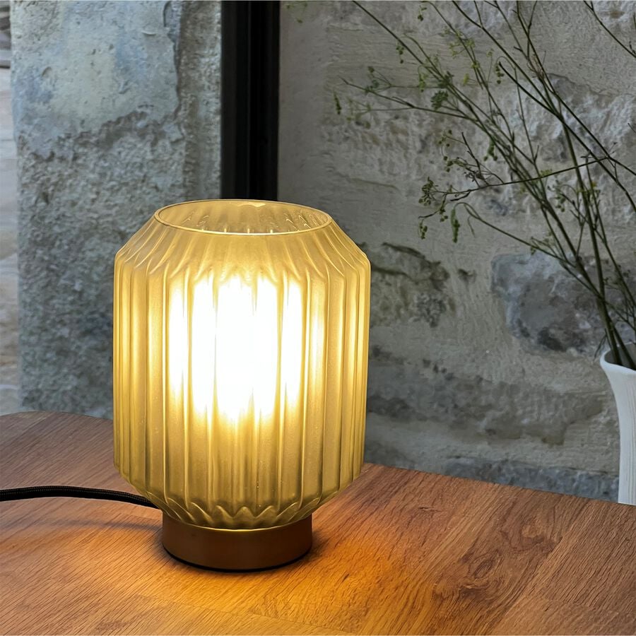 Lampe de table en verre et acier H17cm - gris-SUENO
