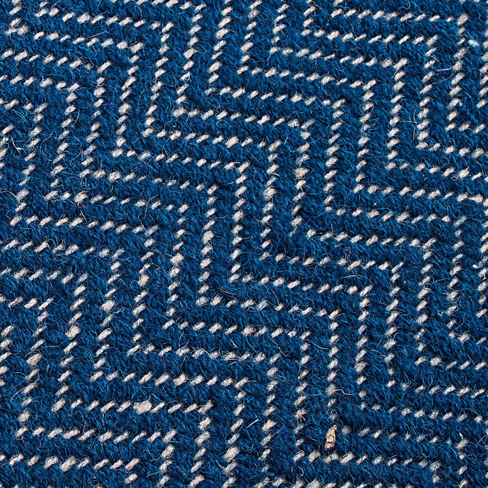 Tapis de couloir et laine et jute - bleu figuerolles 60x200cm-TURAU