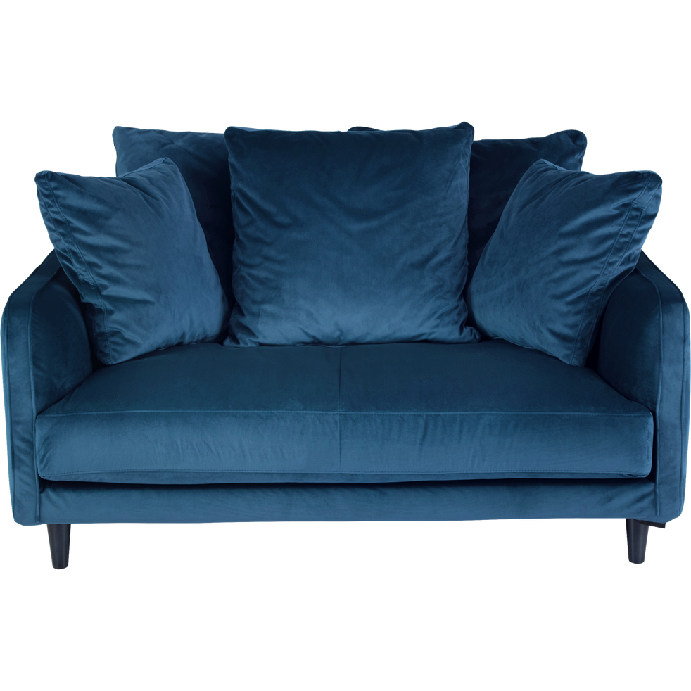 Canapé 2 places convertible en velours bleu figuerolles ...