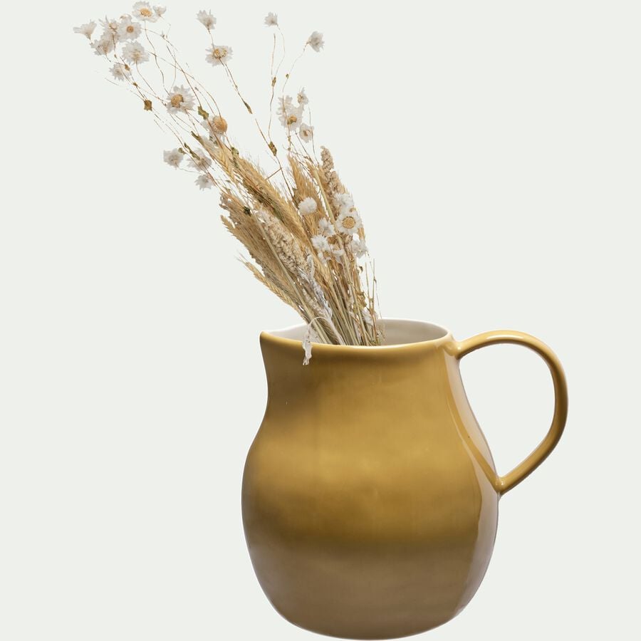 Vase pichet en grès émaillé H27cm - jaune-BALZAN