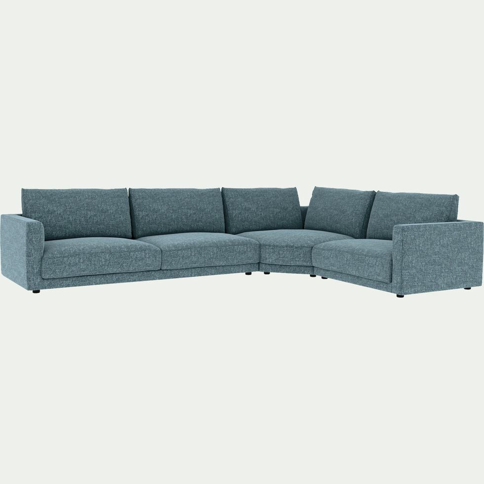 Canapé d'angle 5 places droit en tissu tramé - gris calabrun-AUDES