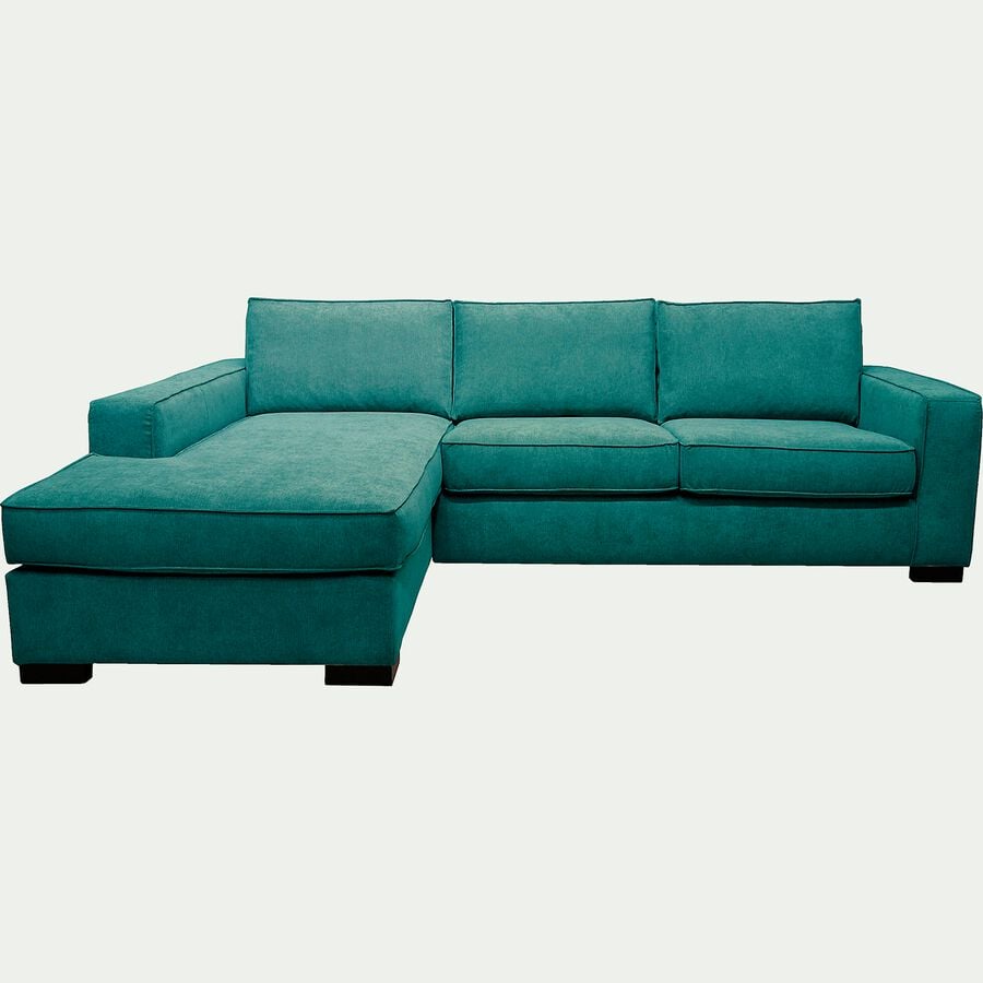 Canapé d'angle fixe gauche en tissu bleu figuerolles-CALIFORNIA