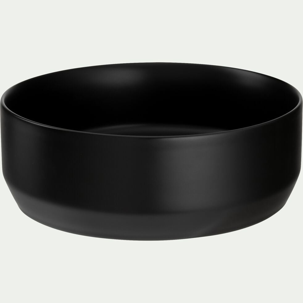 Vasque de salle de bains ronde en céramique avec bords fins - noir-DALIA