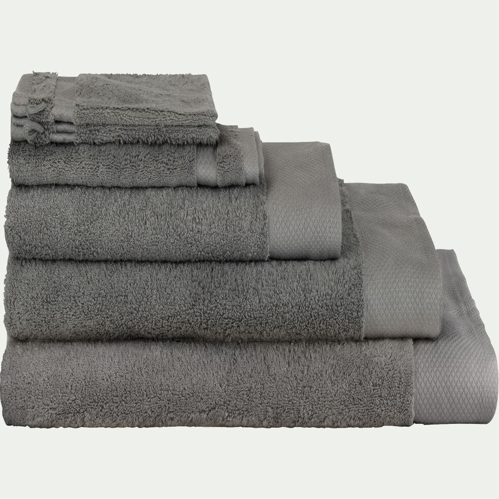 Drap de douche en coton peigné - gris restanque 70x140cm-AZUR