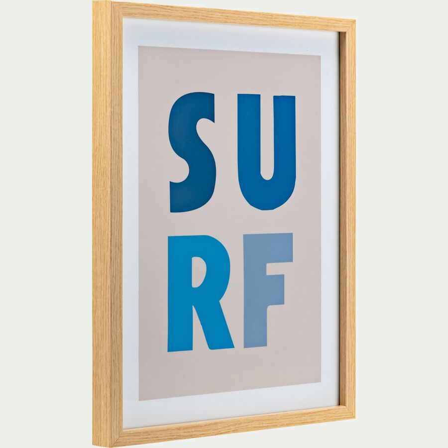 Image encadrée motif surf 33x43cm - bleu-SURF