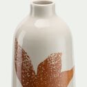 Vase bouteille à motif végétal en faïence H27cm - orange brûlée-BORMLA