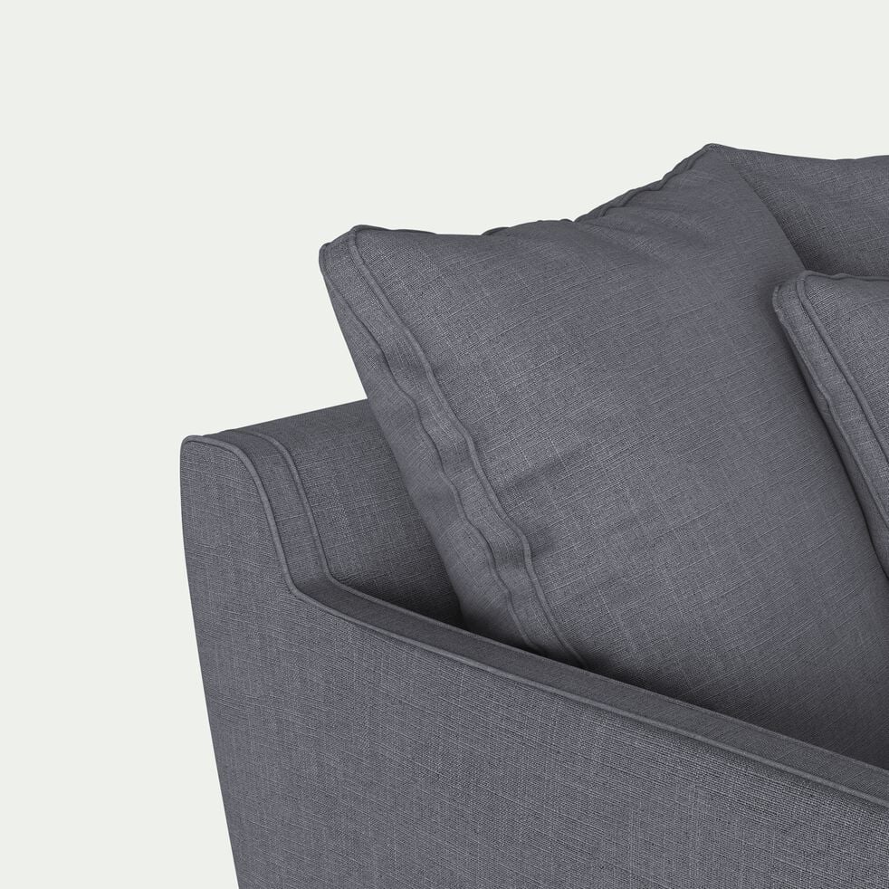 Canapé 4 places fixe tissu mixte - gris ardoise-LENITA