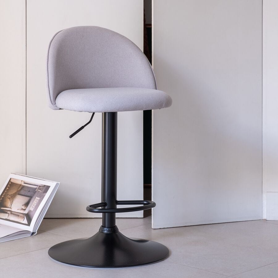 Chaise de bar en tissu - gris borie H86cm-LORIOL