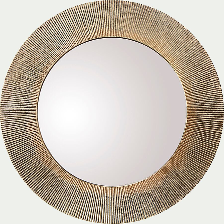Miroir rond strié en aluminium - doré D42cm-ANZO