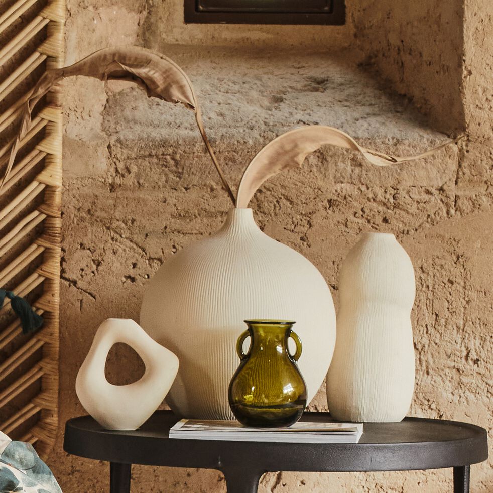 Vase contemporain en faïence H28cm - blanc-ALMA