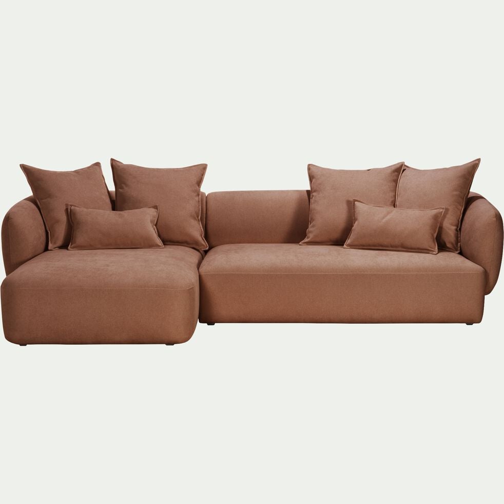 Canapé d'angle gauche fixe en tissu - brun rustrel-ALBA