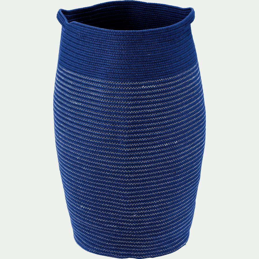 Panier à linge en coton - bleu figuerolles H65xD35cm-Vincent