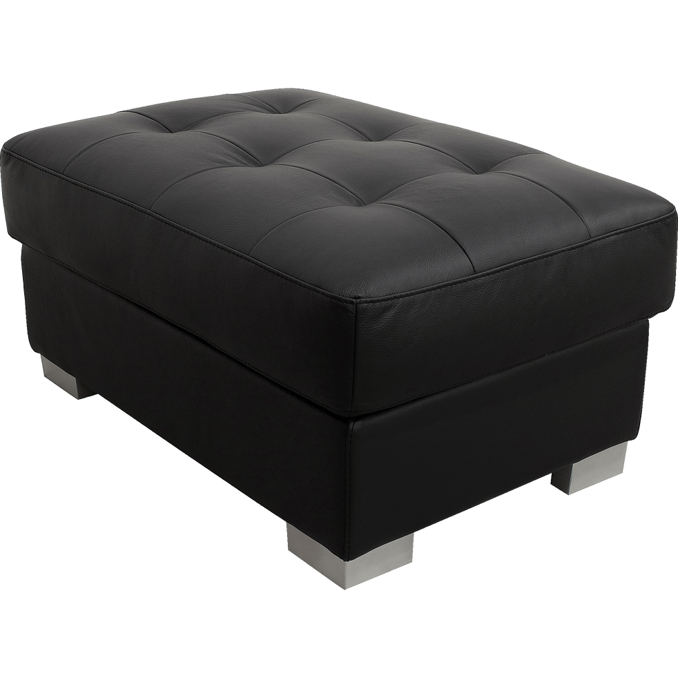 Pouf en cuir de buffle noir MAURO fauteuils et poufs alinea