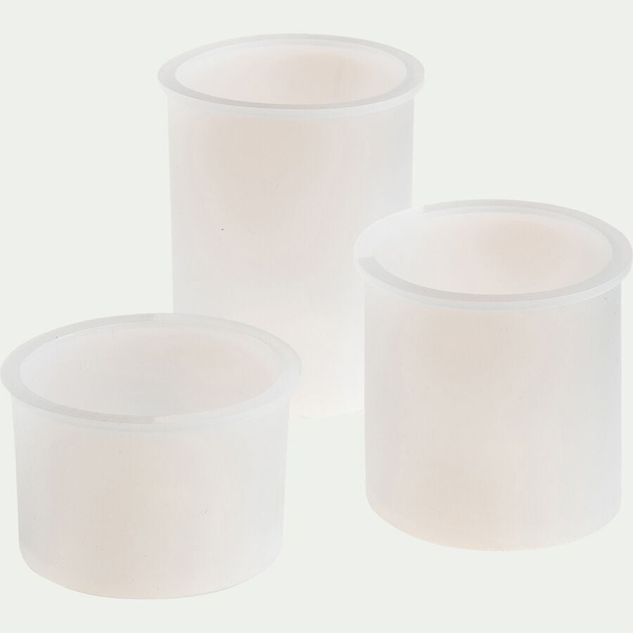 Lot de 3 moules porte-bougies en silicone - blanc translucide-UNICRAFT