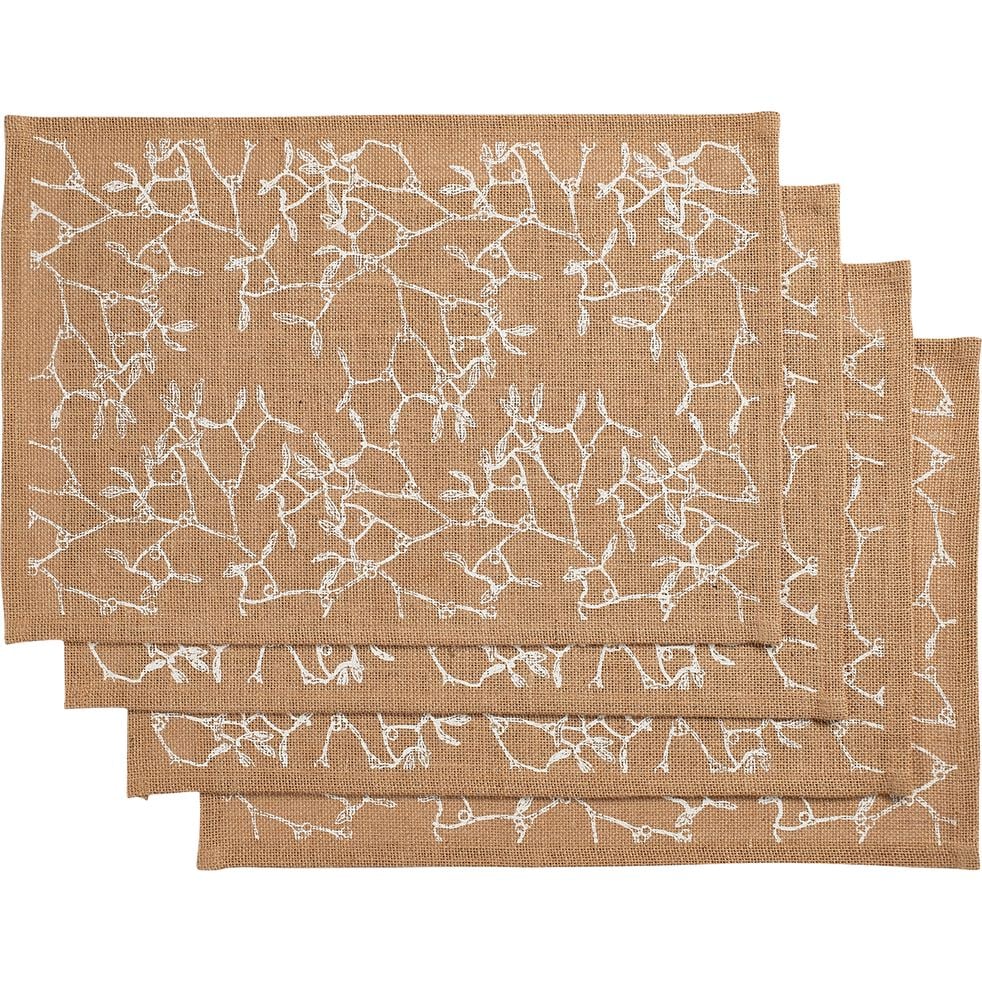 Lot de 4 sets de table motif gui en jute 30x45cm - nature...