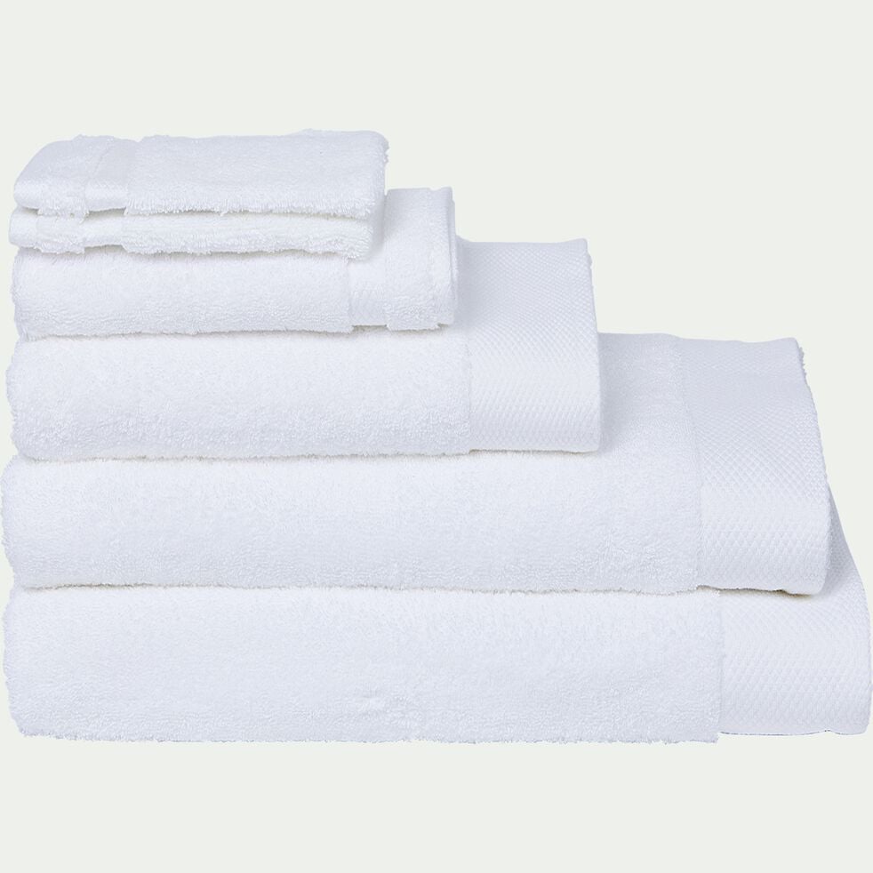 Lot de 2 gants de toilette en coton peigné - blanc optique-AZUR