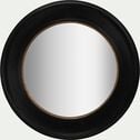 Miroir rond en bois de paulownia - noir D87cm-ADANERO