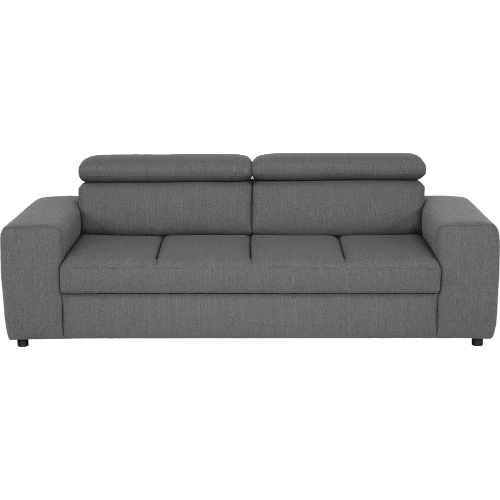 Tonin Canapé 3 Places Fixe En Tissu Gris Anthracite