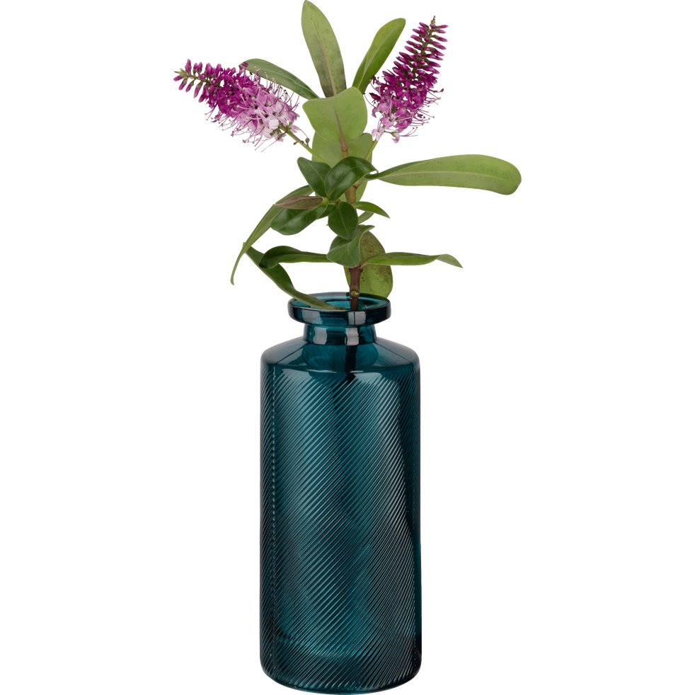 Vase en verre bleu niolon forme bouteille H13 cm Zante H13 cm