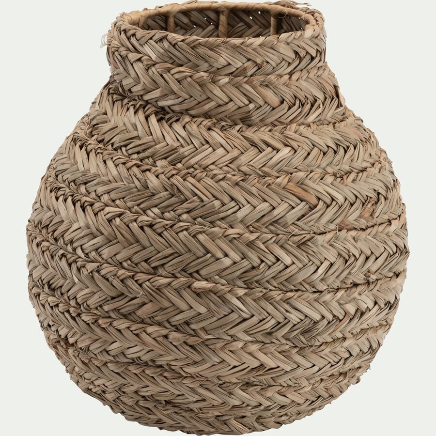 Vase boule en jonc de mer tressé H30cm - naturel-COTIGNAC