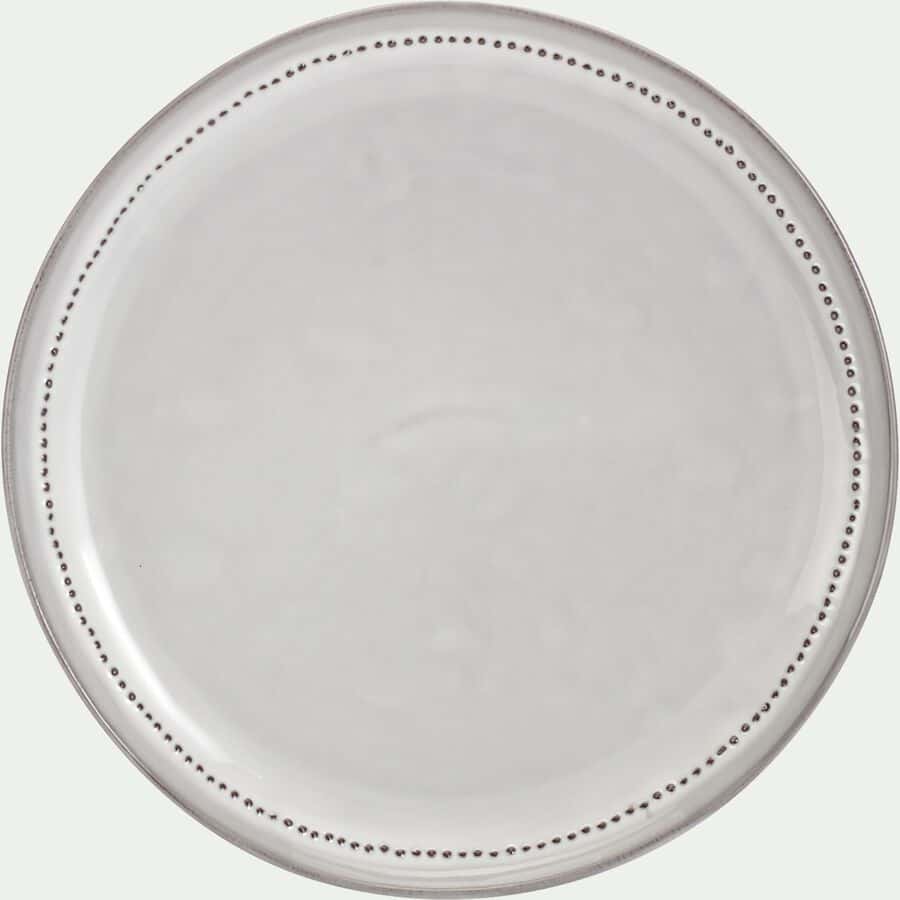 Assiette à dessert en porcelaine avec liseré perlé D21,6cm - gris borie-MARGOT