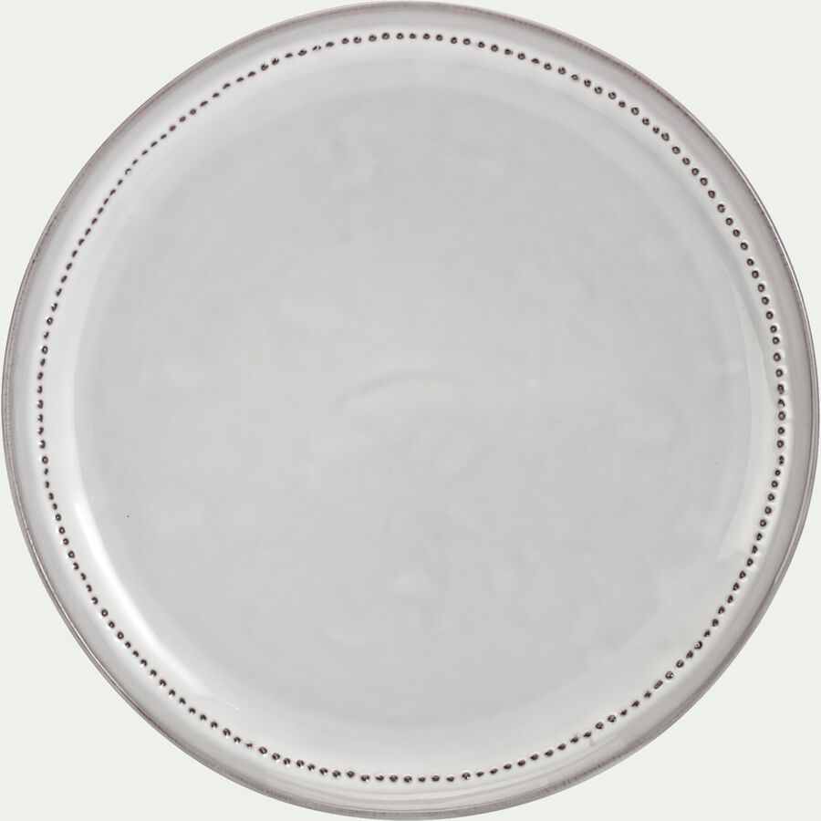 Assiette à dessert en porcelaine avec liseré perlé D21,6cm - gris borie-MARGOT