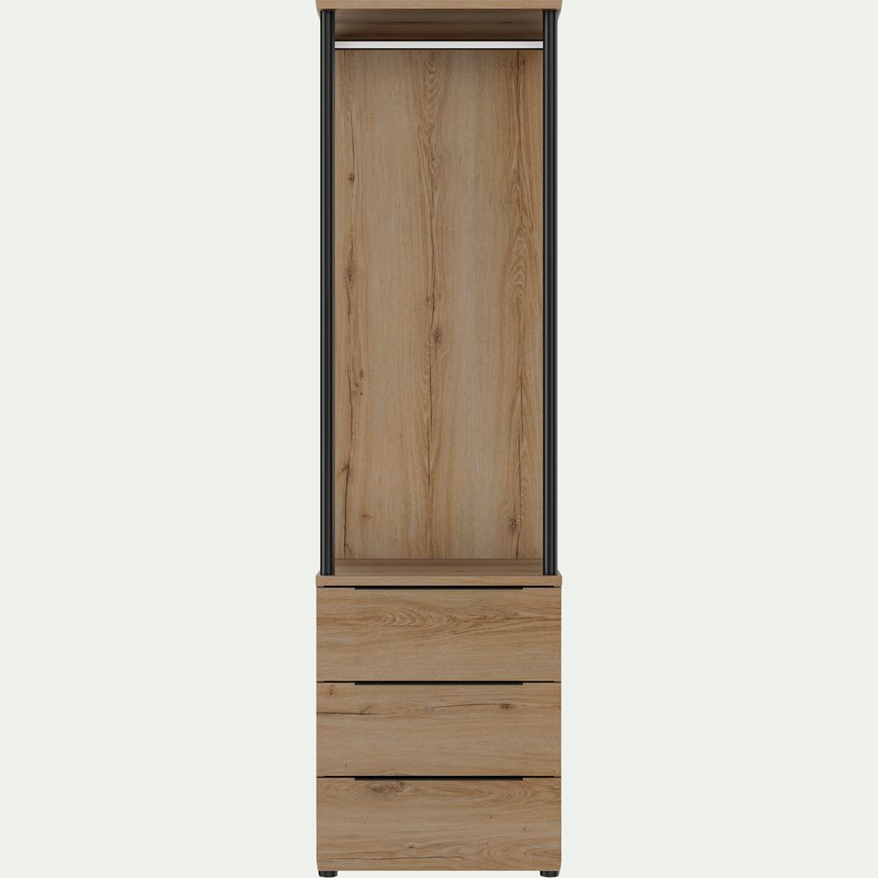 Colonne de rangement 3 tiroirs en bois H220cm - bois clair-LUCIAN