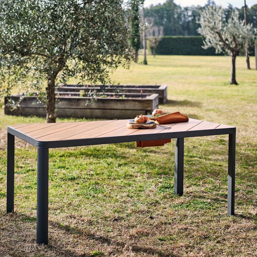 Table de repas jardin en aluminium et polywood - noir (8 places)-ALEP