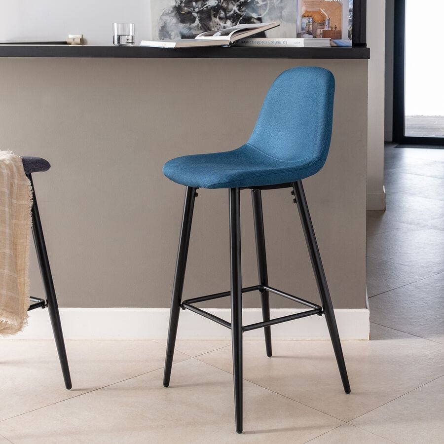 Chaise de bar - bleu figuerolles  H75cm-LOANA