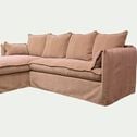 Canapé d'angle gauche fixe en tissu - brun terre ombre-KALISTO
