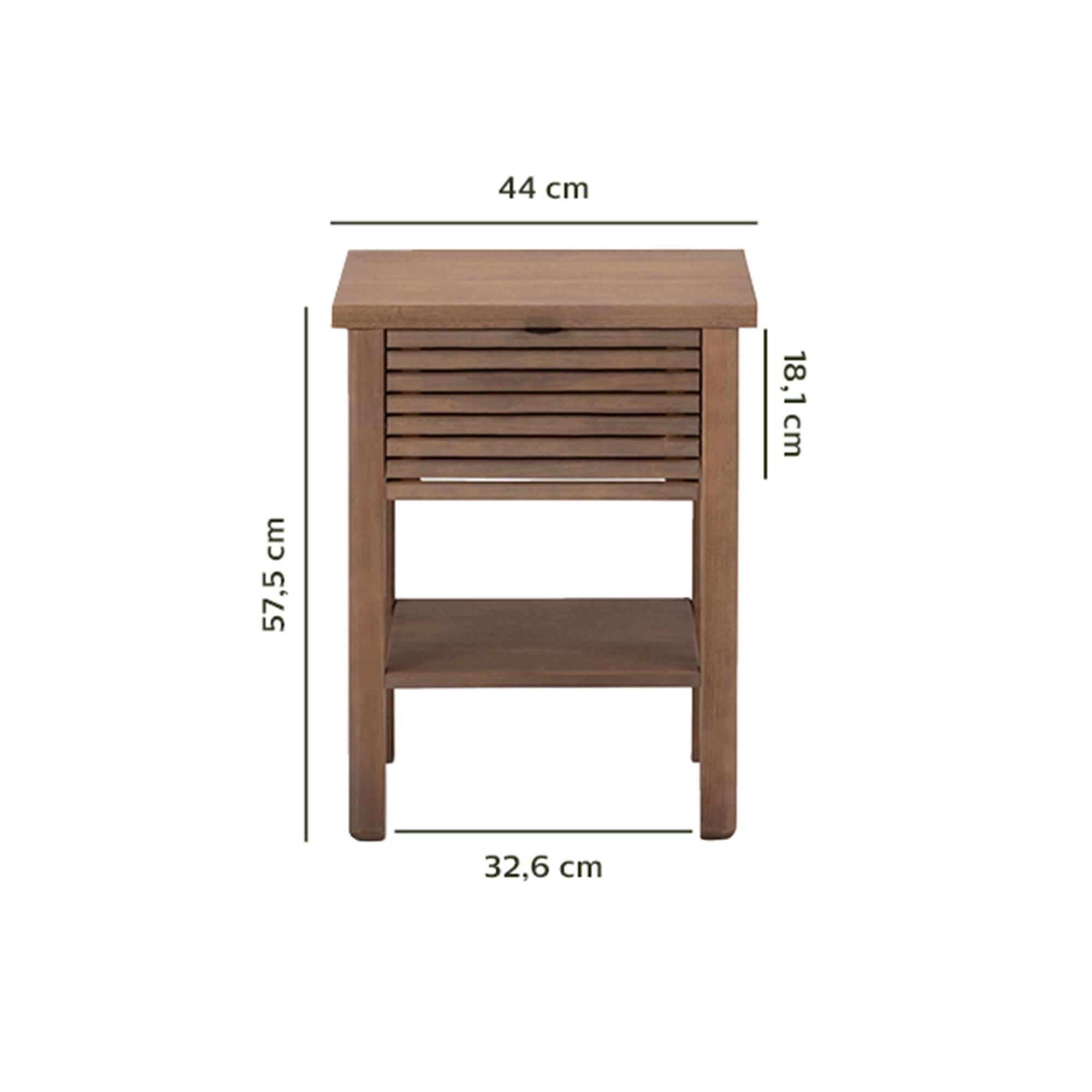 Table de chevet 1 tiroir en pin L44xl37.5xH57.5cm - Bois foncé-CRUZ