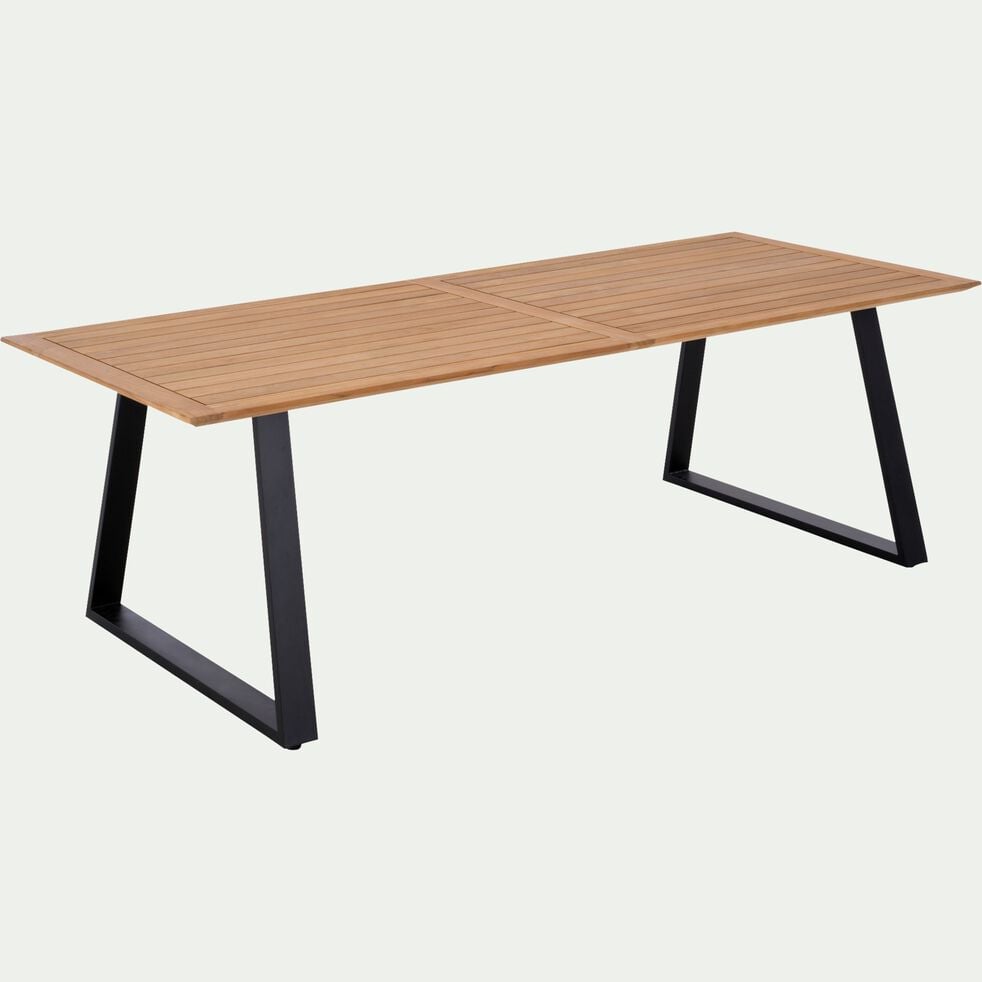 Table de jardin en teck et aluminium - bois clair (10 à 12 places)-LARAGNE