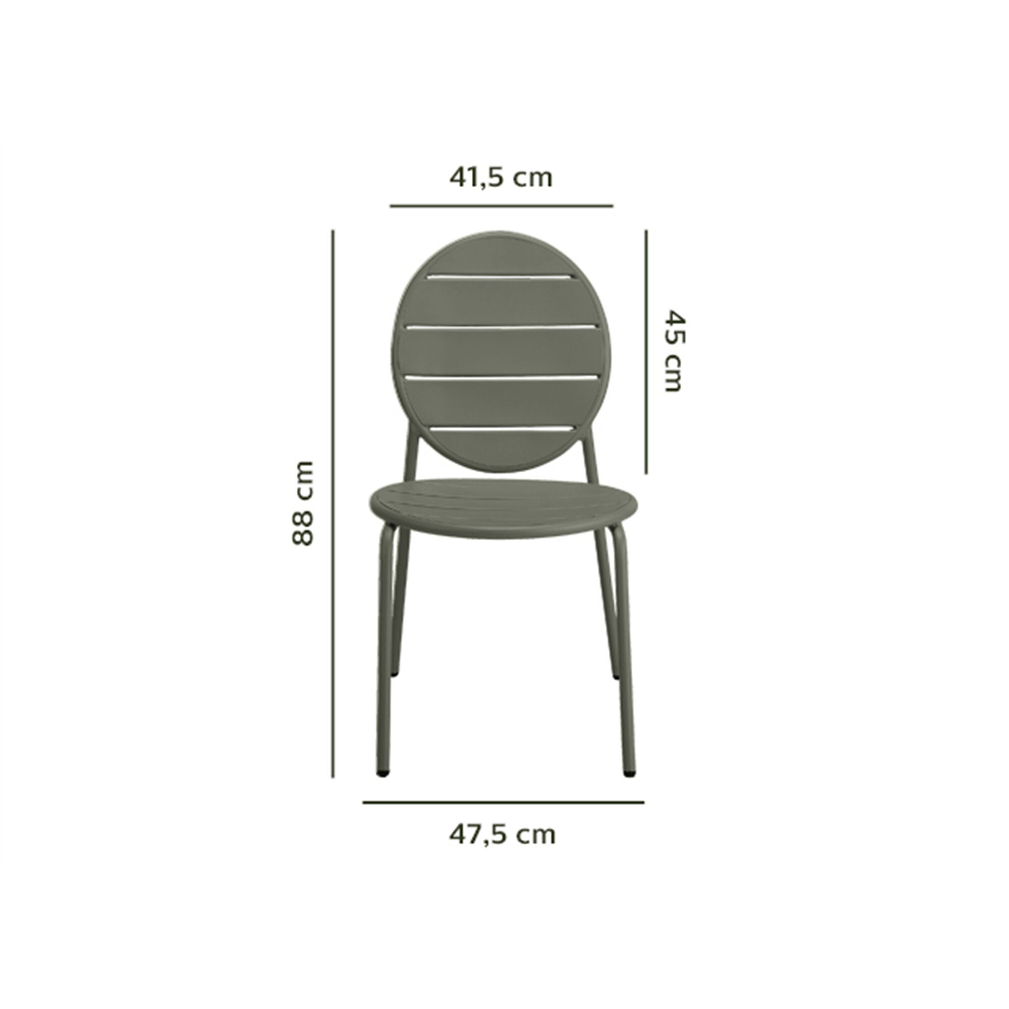 Chaise de jardin empilable en acier - vert cèdre-DOUNA