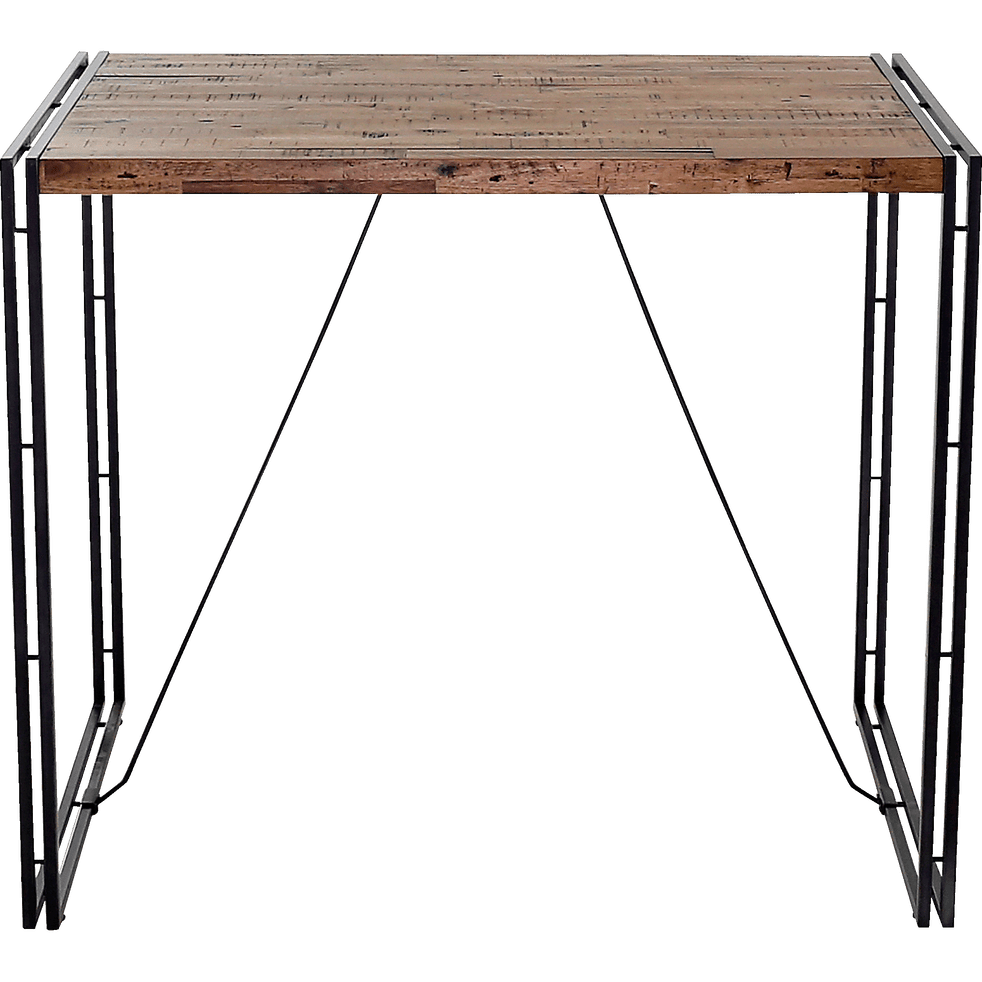 Oscar Table Haute Rectangulaire Plaquée Bois Et Métal Vieilli L130cm