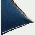 Coussin de jardin brodé en tissu 45x45cm - bleu encre-LEHRI