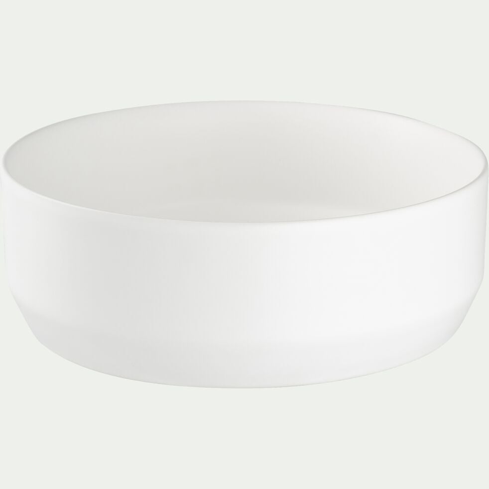 Vasque de salle de bains ronde en céramique avec bords fins - blanc-DALIA
