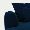 Canapé fixe 4 places en velours - bleu figuerolles-SIROCCO