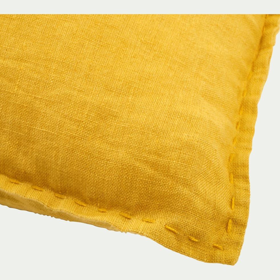 Coussin en lin lavé 45x45cm - jaune archillea-VINON