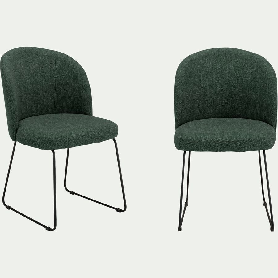 Chaise en tissu avec piètement traineau - vert cèdre-ZIVINICE