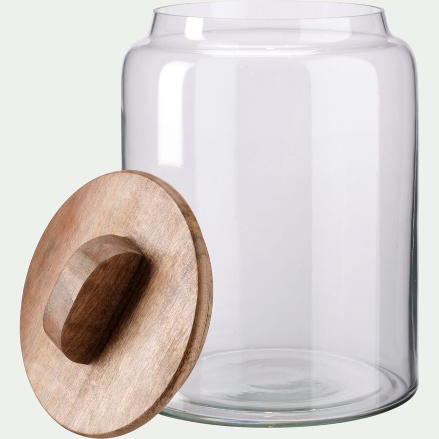 Bocal en verre avec couvercle en manguier 3L - transparent-BLOCA