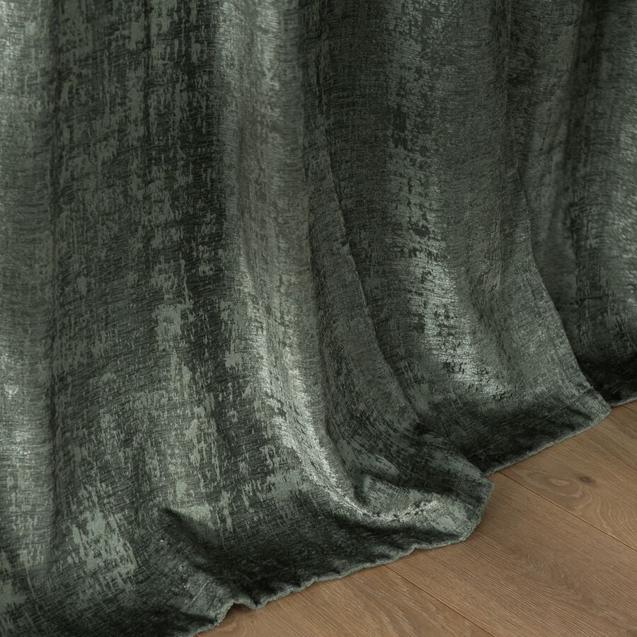 Rideau à œillets en velours de polyester dévoré 135x250cm - vert cèdre-CHI