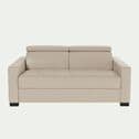 Canapé 2 places fixe en cuir avec accoudoirs 15cm - beige-MAURO