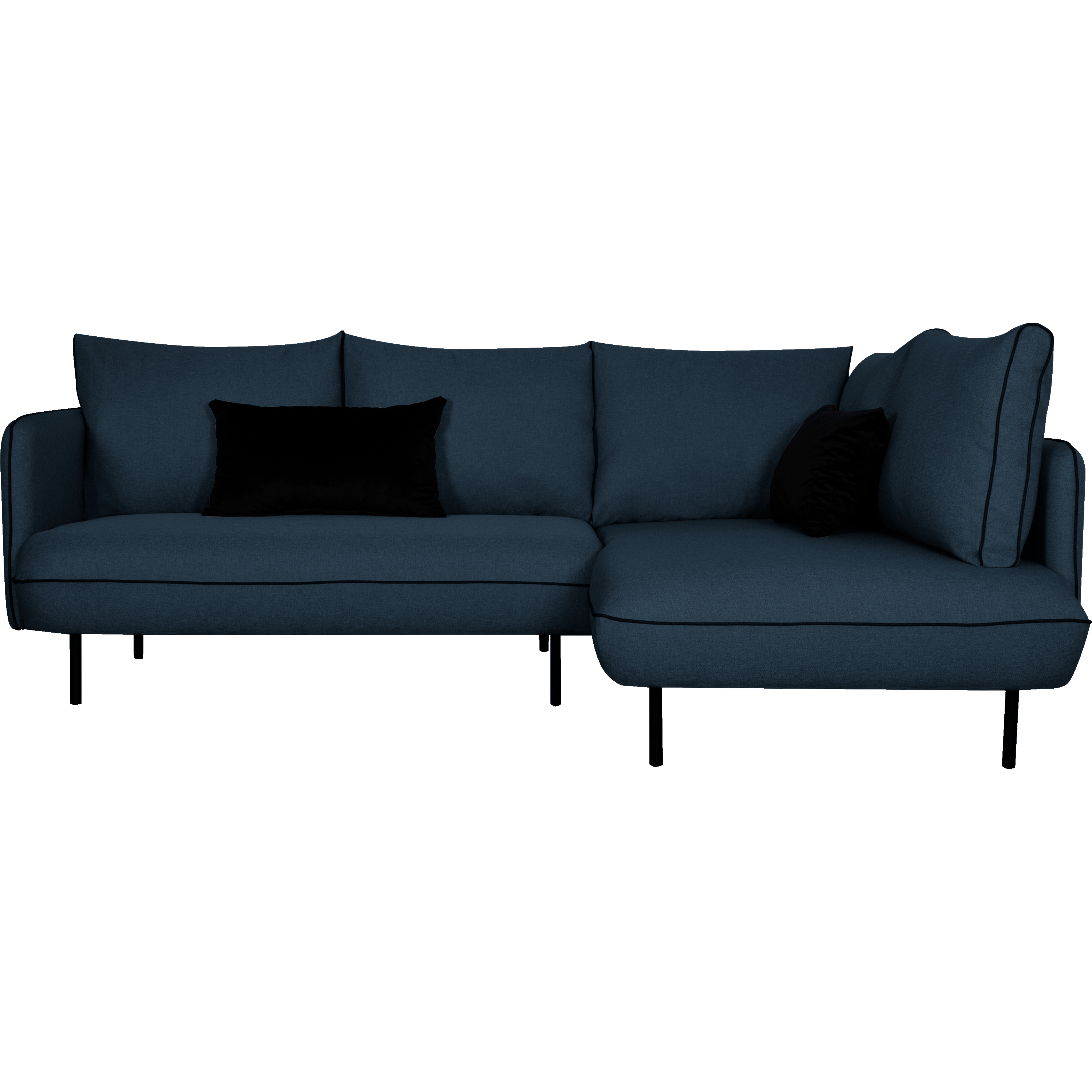 Saou - canapé d'angle fixe droit en tissu bleu figuerolles