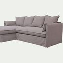 Canapé d'angle gauche fixe en coton et lin - gris borie-KALISTO