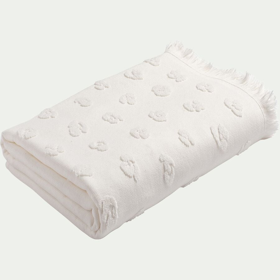 Drap de bain en coton 100x140cm - blanc-LOUDIA