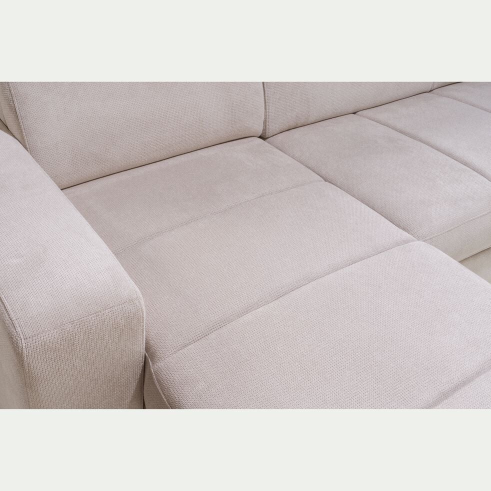 Canapé panoramique convertible avec méridienne gauche en tissu doux - beige-ORIGANO